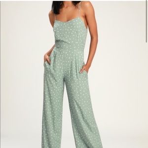 NWT Lulu’s In Demand Sage Green Jumpsuit